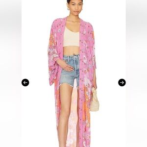 NWT Free People Open Front Floral Maxi Kimono